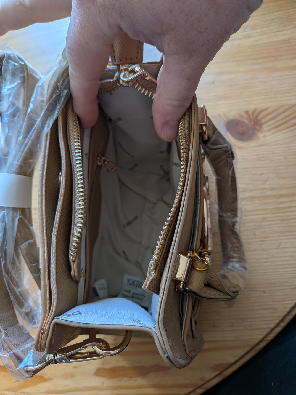 bebe Taupe Mini Satchel with Gold Hardware - Picture 6 of 8